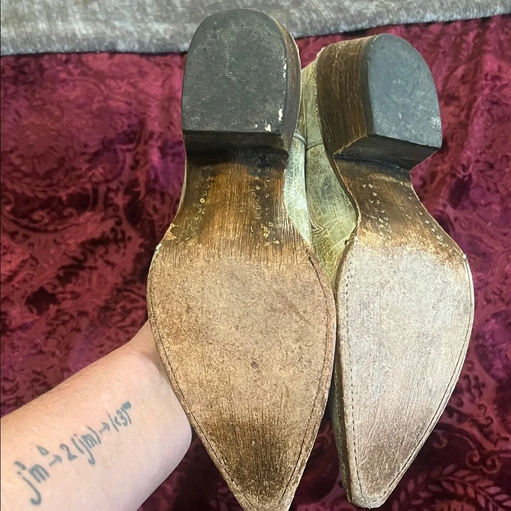 Steve Madden Moss Green Brown Leather Top Stitched Cowboy Boots 10M - Picture 7 of 12